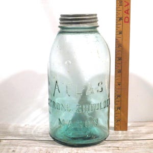 Antique Blue Atlas Strong Shoulder Mason Half-Gallon Jar