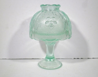 Vintage House of Lloyd green glass floral fairy lamp