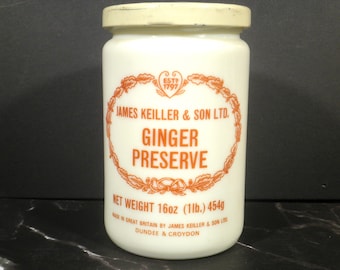 Vintage James Keiller & Son Ltd. Ginger Preserve Glass Jar 1940's