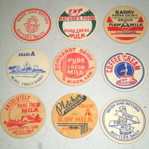 VIntage Milk Cream Bottle Caps Selection Group