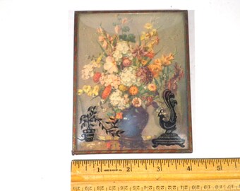 Decoración de pared vintage con pintura sobre vidrio invertido: motivos florales y de pájaros.