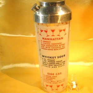 Mid-Century Cocktail Shaker Glass Drink Recipes Martini