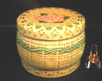 Mid-Century Huntley & Palmers Keksdose Rose Korb