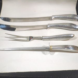 Vintage Japan Sword Company Stainless Steel 4 Piece Carving Set