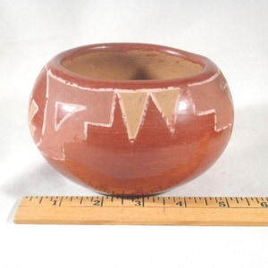 Antique Santa Clara Pueblo, New Mexico, Decorated Pottery Bowl