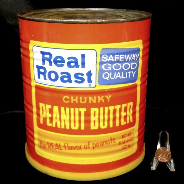Safeway Real Roast Peanut Butter Tin - Rare 6 lb 14 oz Size - 1976