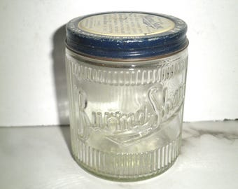 Vintage 1950s Burma Brushless Shave Cream Glass Embossed Jar