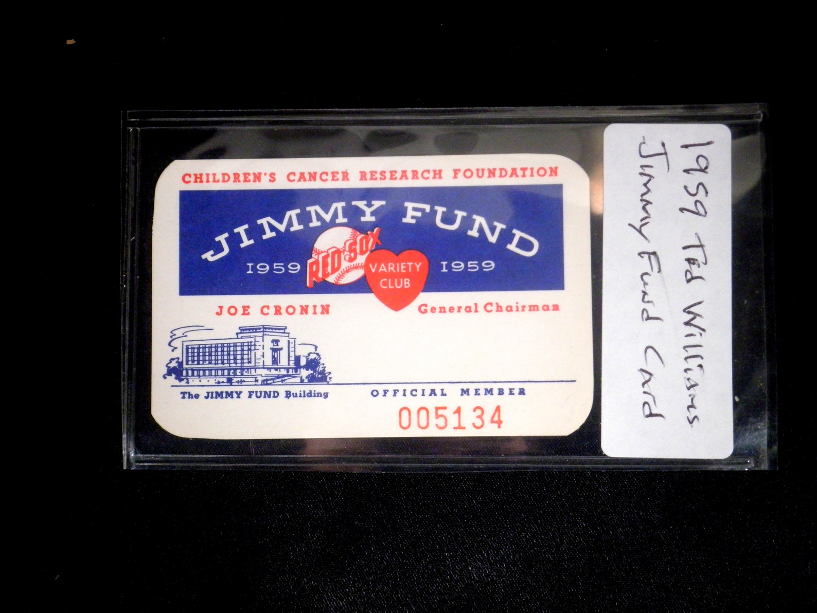 1959 Jimmy Fund Ted Williams Membership Card Etsy
