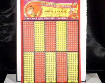 Vintage 1920s Cigarette 1-cent Game Punch Board - Glamorous Woman