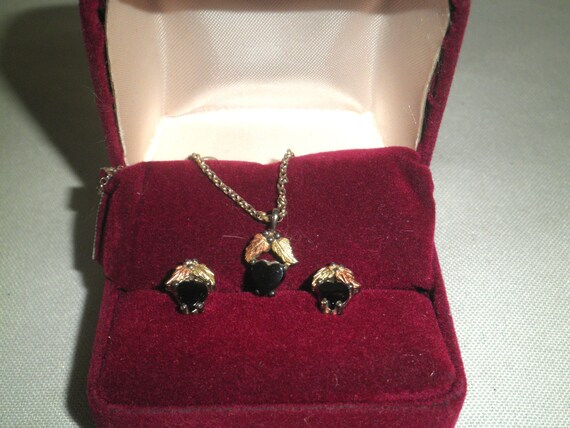 Black Hills 10k Gold Necklace Pendant and Earring… - image 2