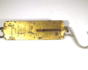 Vintage John Chatillon & Sons Type-100 brass hanging spring scale 50 lbs