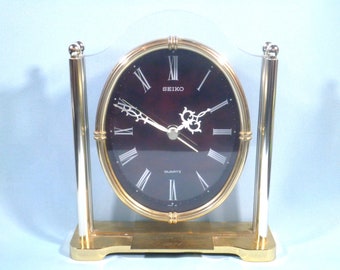 Pendule squelette - Seiko - métal doré - 1970 - Catawiki