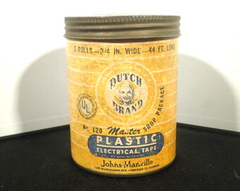 Lata de cartón para almacenar cinta aislante de plástico de marca holandesa vintage