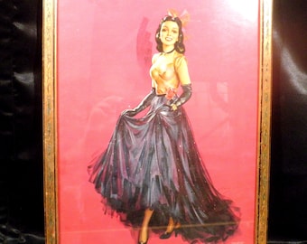 1945 Original Framed Litho Print C Moss Pin-Up #3089 Judy Wall Picture