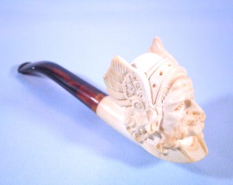 Pipa de espuma de mar sin usar - Dios griego Hermes - Tallada a mano