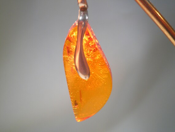 Vintage Amber and Sterling Silver Pendant - image 1