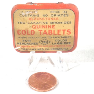 Vintage Blackstones Tru-Laxative Cold Tablets 12 Tablet Tin