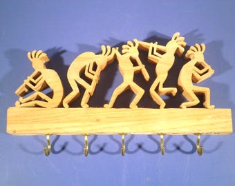 Vintage Kokopelli wooden wall-mounted key holder