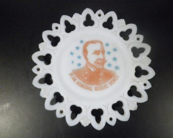 Antique Westmoreland Specialty Glass commemorative milk glass plate honoring Rear Admiral George Dewey