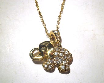 NVC Rhinestone Lucky Elephant Pendant Necklace