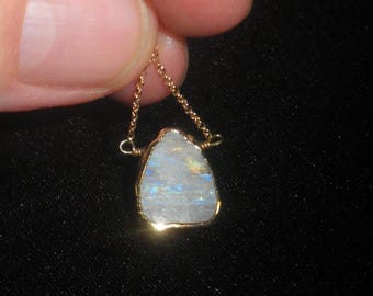Luna Norte 14K Gold Plated Necklace White Druzy Quartz