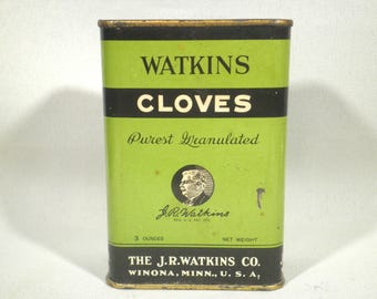 Vintage Green Watkin's Spice Tin Cloves - Winona, MN.