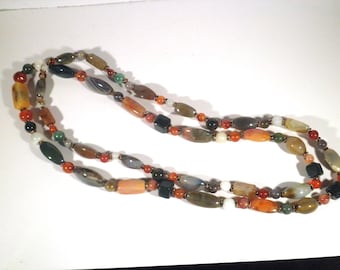 Vintage 1960s Agate "Beggar Bead" Necklace