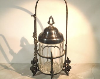 Antique 1800s Victorian Rogers & Smith Co. Pickle Castor Silverplate with Glass Insert