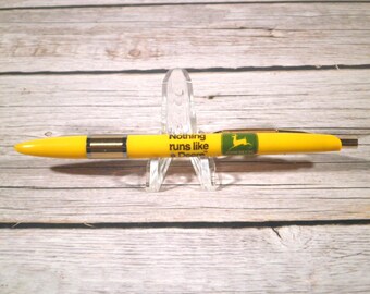 Vintage yellow John Deere promotional ballpoint pen - works