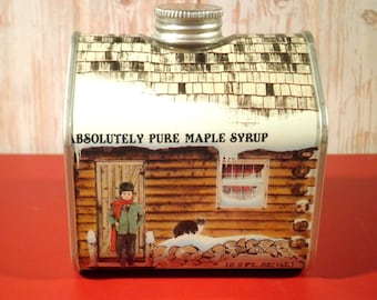 Vintage 1984 Vermont Absolutely Pure Maple Syrup log cabin tin