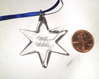 Vintage Swarovski Crystal "Little Star" Happy Holidays Christmas Ornament