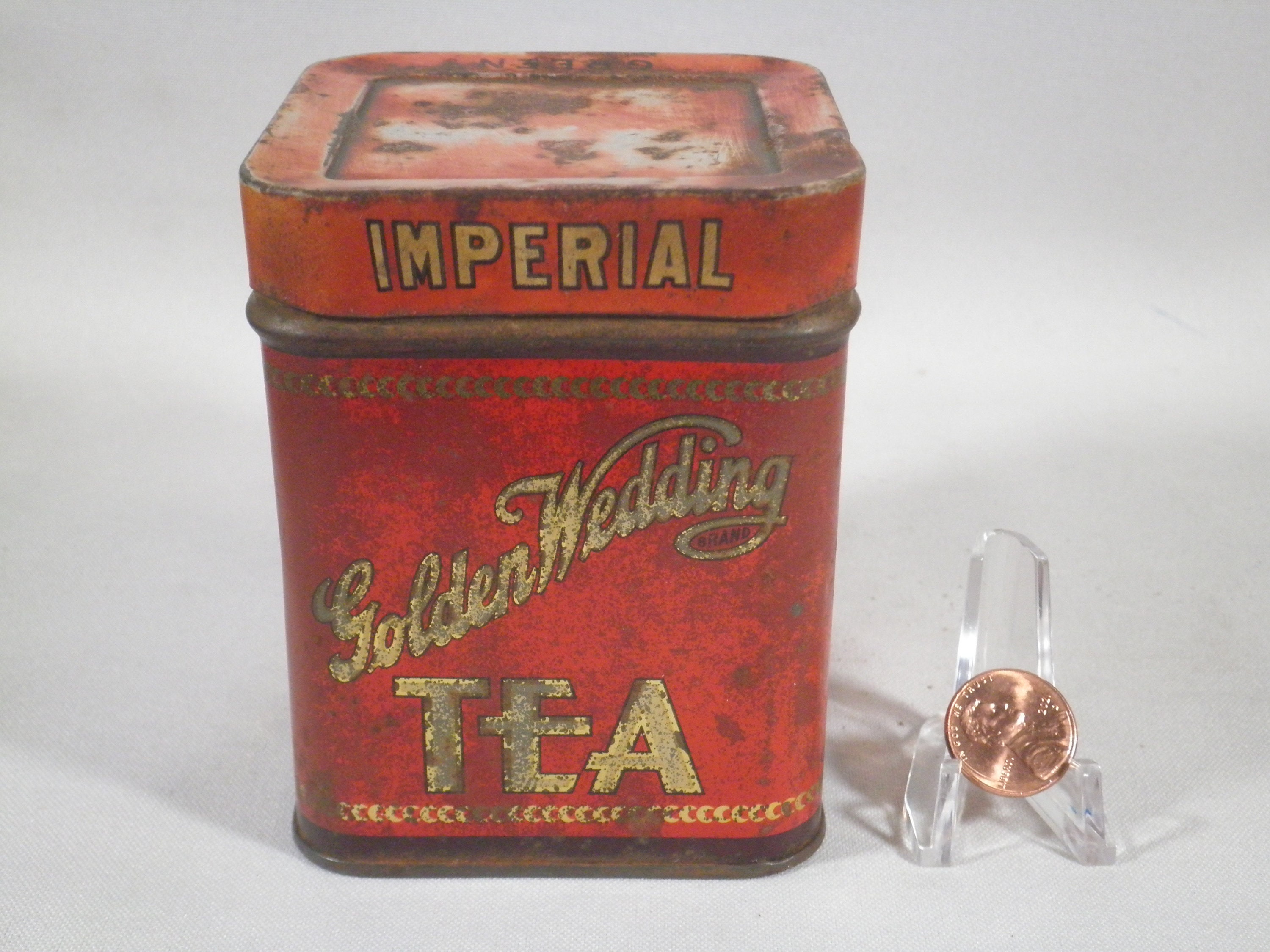 Early 1900's Golden Wedding Tea Tin Imperial Green Tea 