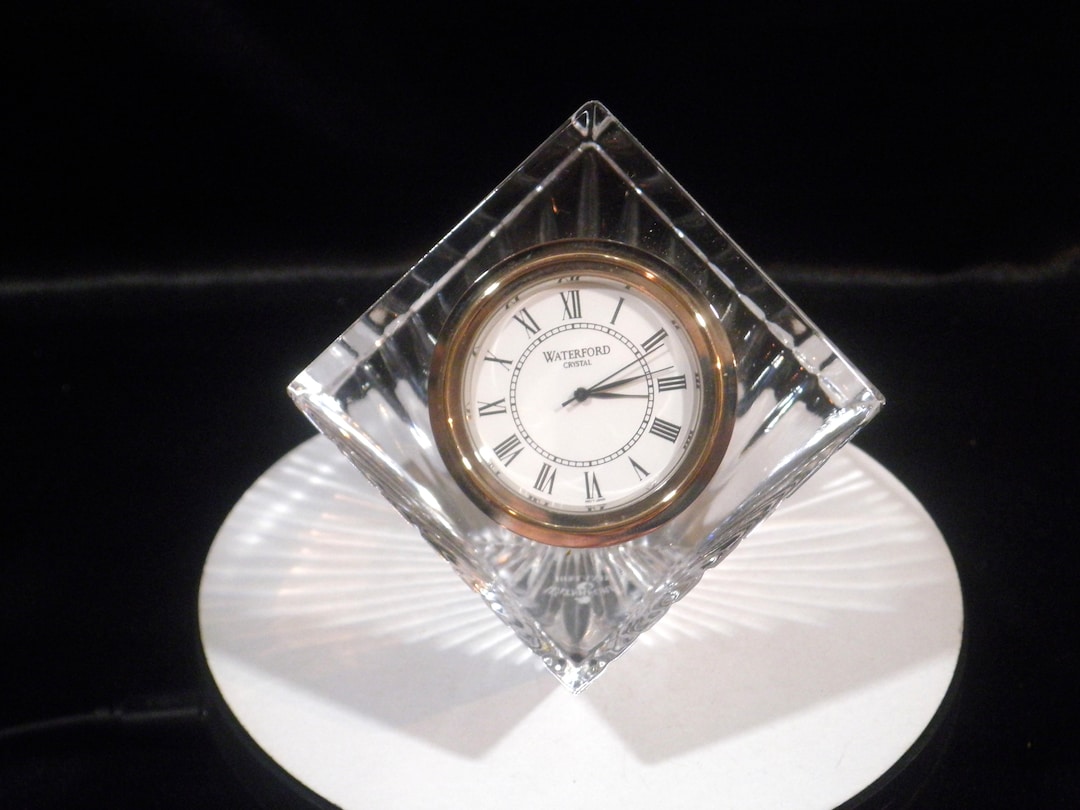 Vintage Waterford Crystal Cube Desk Clock Works Etsy