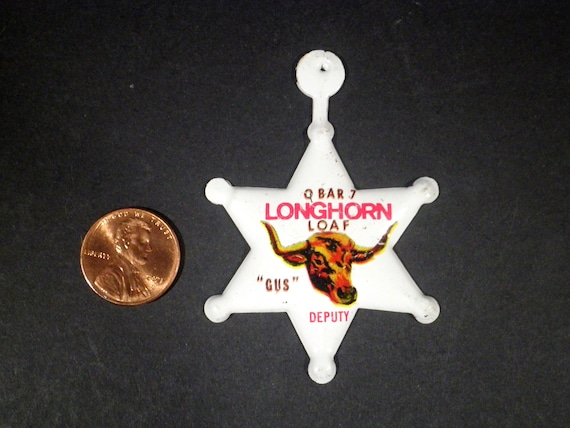 O Bar 7 Longhorn Loaf Bread Gus Tin Badge 1960’s