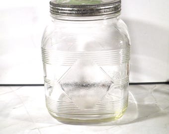 Vintage Large Square Hazel Atlas Jar for Coffee or Flour