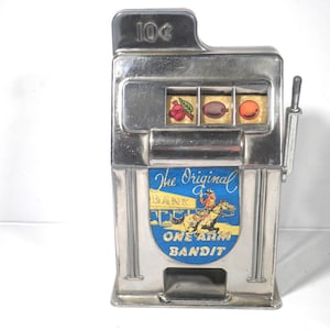Vintage 1950s One-arm Bandit Slot Machine Bank - Bigler MFG. Co