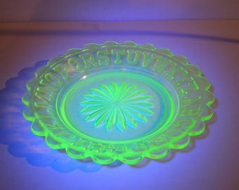 Vintage Vaseline Uranium Glass ABC Child's Plate