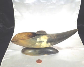 Cenicero vintage de pipa para puros con cuerno de toro y vaca