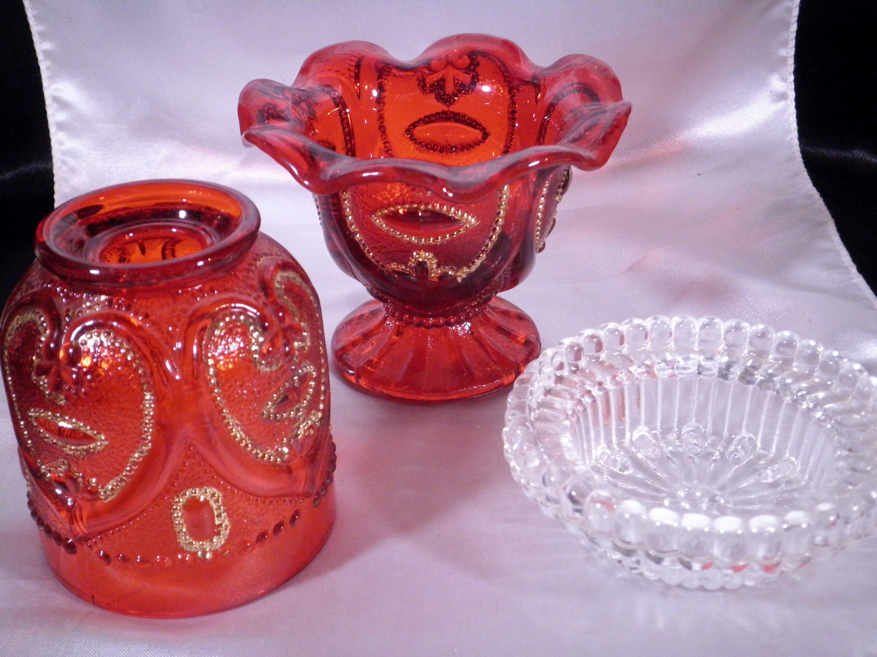 L.G. Wright Jeweled Sweetheart Red Decorated Glass Fairy Lamp Etsy