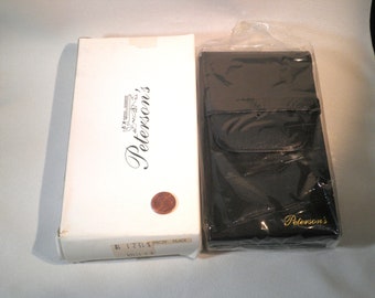 Peterson&#39;s Black Leather 3 Cigar Travel Case - NUEVO/VIEJO STOCK