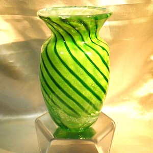 Vintage Green Spiral Art Glass Vase - Jenee Turner, Glass Distractions