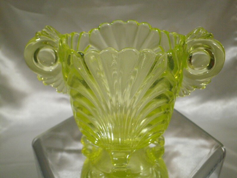 Sugar and Creamer in Vaseline Glass Caprice Pattern Etsy