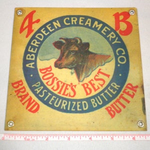 Aberdeen Creamery Co. Pasteurized Butter Vintage 1930&#39;s Sign
