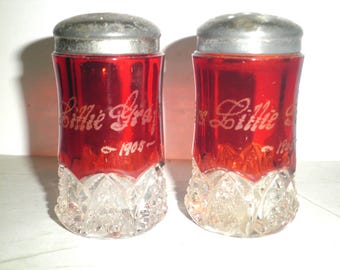 Antique Ruby-Flashed Button Arch EAPG 1905 Salt and Pepper Shakers