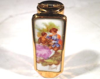 vintage Limoges Mirlip lipstick holder case with mirror