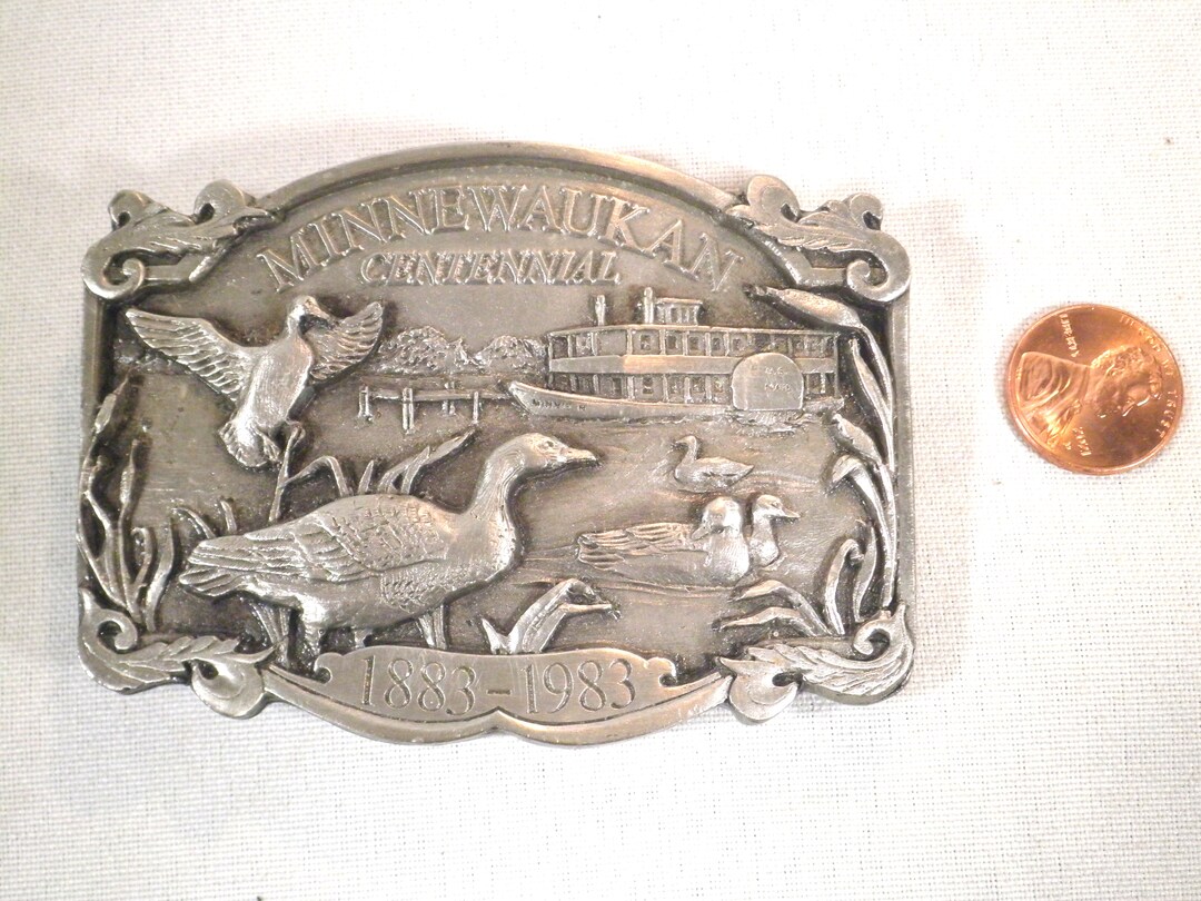 Water Fowl Pewter Belt Buckle Minnewaukan, ND 1986 Centennial Etsy