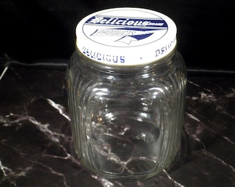 Vintage Delicious Brand Products Kitchen Glass Storage Ribbed Jar