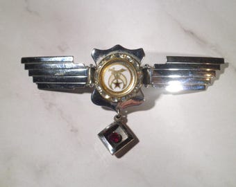 Vintage Shriner's Winged Hondo Tie Clasp Clip Mid-Century