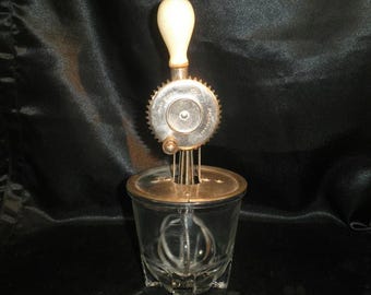 Antique 1923 A & J Kitchen Hand Mixer Beater with Measuring Jar