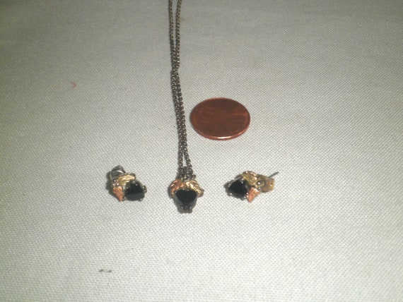 Black Hills 10k Gold Necklace Pendant and Earring… - image 3